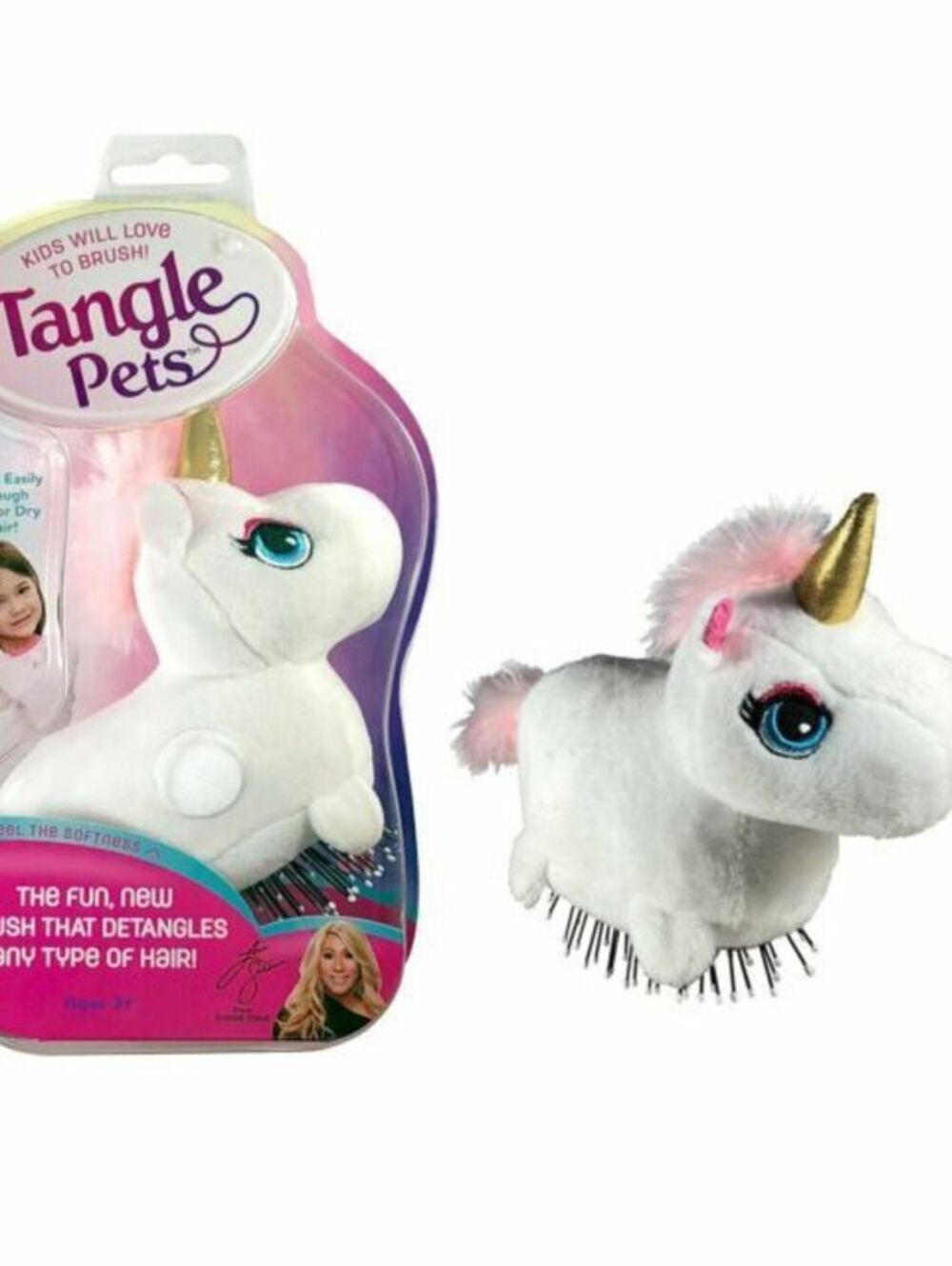 Tangle Pets Detangling Brush Unicorn Plush Animal